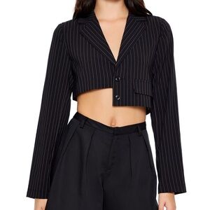 Pinstriped Asymmetrical cropped Blazer